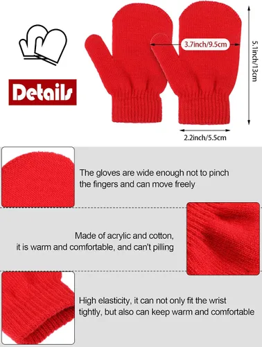 Vista 2 de Sumind 12 pares de guantes de punto para niños guantes elásticos cálidos de invierno guantes de guante para bebés para niños y niñas