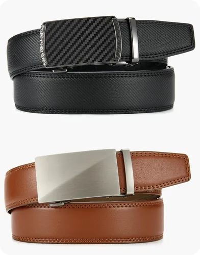 Vista 5 de CHAOREN Mens Belt Leather Ratchet Belt 2 Pack - Customizable Fit, Effortless Style (35mm)