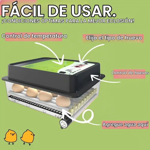 Vista 2 de Incubadora OBI-36 para incubar huevos, 36 huevos, fácil de usar, control estable de temperatura y humedad con aislamiento Eggloo, color verde