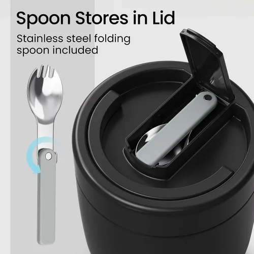 Vista 3 de HOMEKOL Termo para sopa de comida caliente: contenedor de almuerzo aislado de 40.5 oz para adultos, tarro térmico de acero inoxidable con tarro