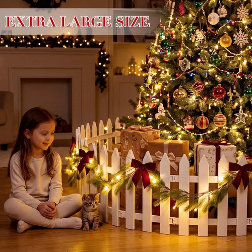 Vista 6 de Thyle 20 piezas de valla de árbol de Navidad de 16 pulgadas con luces Rojo