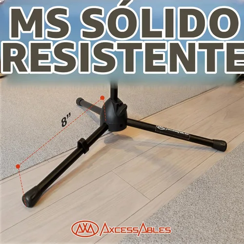 Vista 5 de AxcessAbles - Soporte corto para micrófono con brazo telescópico de 34 pulgadas, trípode de micrófono de perfil bajo para batería y amplificadores