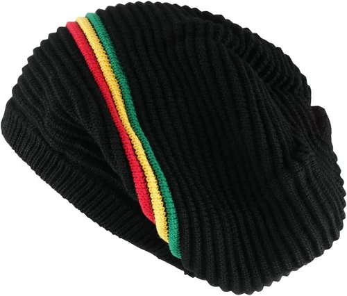 Vista 2 de Gorro de punto 100% algodón Rasta estilo corona profunda