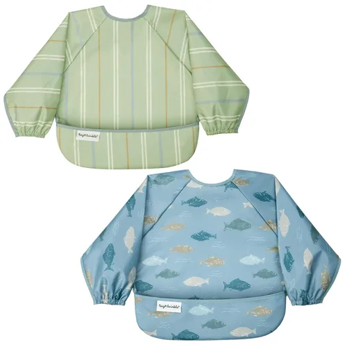 Vista 26 de Tiny Twinkle Babero de manga larga para bebés y niños pequeños Paquete de 2 baberos impermeables para comer, lavable a máquina y artículos