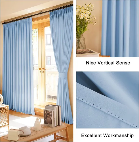 Vista 14 de HUTO Cortinas Plisadas de Pinzas Opacas con Aislamiento Térmico para Oscurecer la Habitación, Panel de Tratamiento de Ventana para Sala de Estar