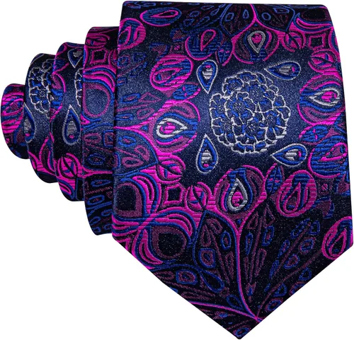 Vista 7 de YOHOWA Conjunto de corbata de boda para hombre, corbatas de cachemira con pañuelo, gemelos de seda formal para negocios