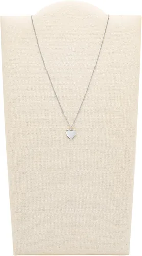 Vista 2 de Fossil Collar de cadena con dije de acero inoxidable grabado chapado para mujer