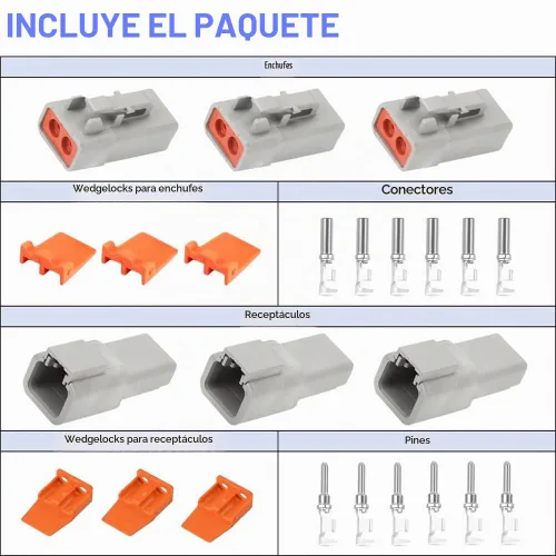 Vista 4 de GRZWAYS Kit de Conectores DTP de 2 Pines Automotriz IP67 Impermeables Conectores Eléctricos Enchufe 3 Juegos Terminales Enchufes de Pines