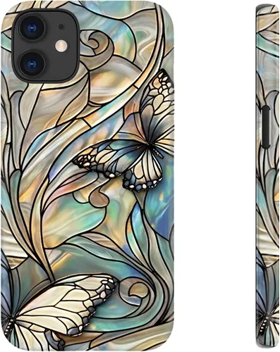 Vista 119 de LUHOURI Funda para iPhone 12 Mini, compatible con carga inalámbrica, doble capa, interior de silicona suave + carcasa exterior dura, bonito diseño