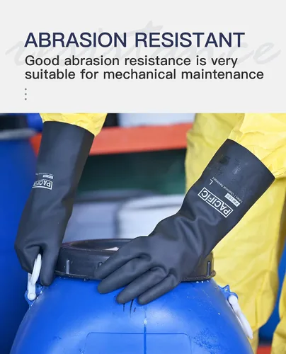 Vista 3 de PACIFIC PPE Guantes resistentes a productos químicos, guantes de goma industriales de gran resistencia, resistentes a ácidos, alcalinos y aceite, 32