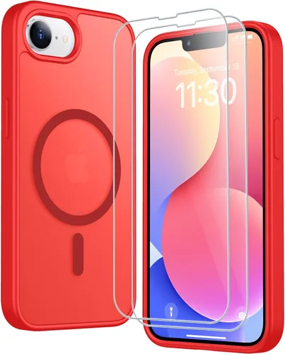 Vista 228 de SPIDERCASE Funda magnética translúcida diseñada para iPhone 11, con 2 protectores de pantalla de vidrio templado, antihuellas, para iPhone 11 de 6.1