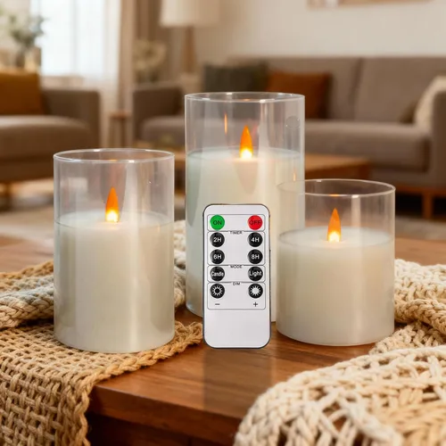 Vista 14 de Velas de té recargables sin llama con temporizador remoto y base de carga, velas LED que funcionan con pilas, velas USB para otoño, boda, Navidad