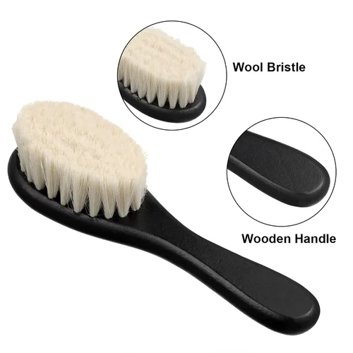 Vista 4 de Shappy 2 piezas de cepillo de peluquero para hombre, cepillo de barba para el cuello, herramienta de aseo suave con mango de madera para kits