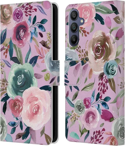 Vista 45 de Head Case Designs Officially Licensed Ninola Abstract Poppies Lilac Floral Leather Wallet Case Compatible with Samsung Galaxy A07 4G
