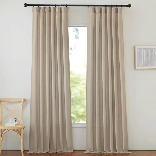 Vista 62 de NICETOWN - Cortinas de lino angora para ventana de cocina sobre el fregadero, con ojales, lino grueso angora, tratamientos cortos para ventanas