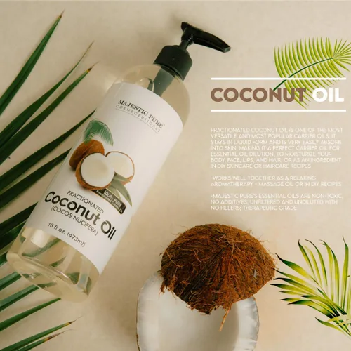 Vista 3 de Majestic Pure Aceite de masaje de lavanda 8 onzas líquidas y aceite de coco fraccionado paquete de 16 onzas líquidas