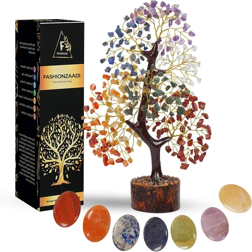 Vista 12 de FASHIONZAADI Árbol de cristal curativo de 7 chakras, árbol de la vida de cristal para decoración del hogar, decoración de escritorio de oficina