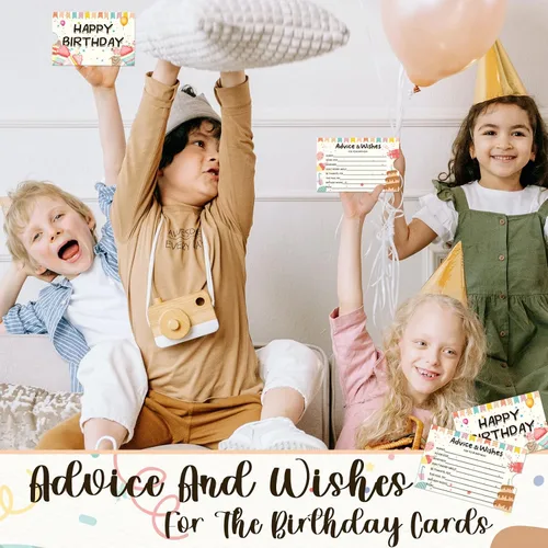 Vista 7 de 1DFAUL 60 tarjetas de deseos de cumpleaños, caja de consejos para libros de invitados para fiestas, consejos y deseos para juegos, para 16, 18, 30