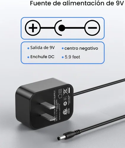 Vista 4 de WUKUR Adaptador de CA de 9 V AD-5 compatible con cable de alimentación de teclado Casio compatible con teclado Casio AD-5 AD-5MU CTK-2100 CTK-800