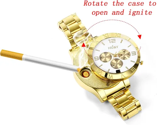 Vista 2 de JewelryWe Reloj de pulsera de cuarzo para hombre, con carga USB, resistente al viento, para el día de San Valentín