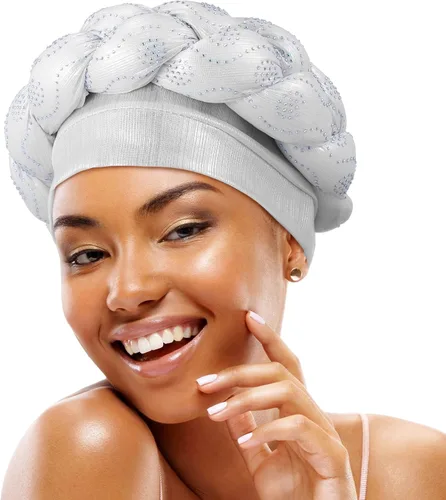 Vista 4 de 6 unidades de turbante africano para mujeres negras, gorro trenzado elástico africano para el cabello trenzado
