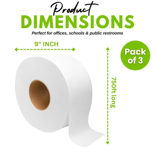 Vista 2 de Perfectware Rollos de papel higiénico económicos - Núcleo de 9" (3 rollos), número de modelo: PW-Economy Toilet Paper-3