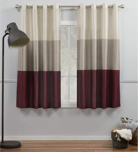 Vista 7 de Exclusive Home Curtains Chateau Rayed Sky Silk Grommet Top Top Curtain Panel Panel, 54x96, Pearl Black, 2 Count Perla negra