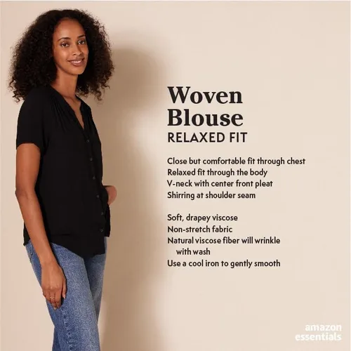 Vista 2 de Tienda Essentials - Blusa tejida de manga corta para mujer
