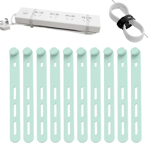 Vista 10 de Paquete de 10 bridas de silicona reutilizables, organizador de cables ajustables para auriculares, cargador de teléfono, cables de computadora