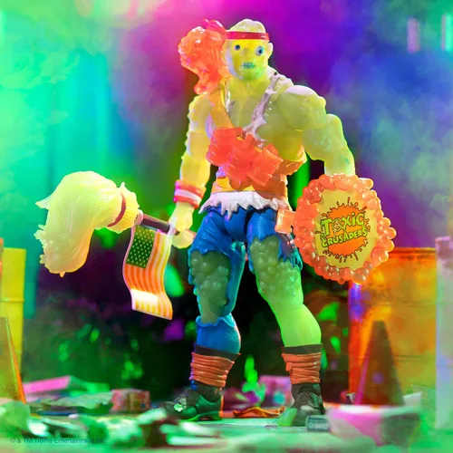 Vista 4 de Super7 Toxic Crusader Ultimates: figura de acción de Toxie de rabia roja radiactiva, multicolor