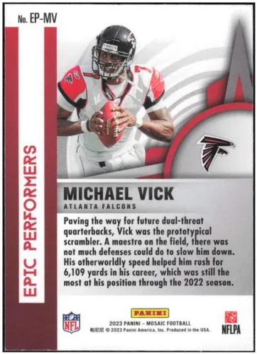 Vista 2 de MICHAEL VICK 2023 Mosaic Epic Performers #18 NM-MT NFL Football Falcons