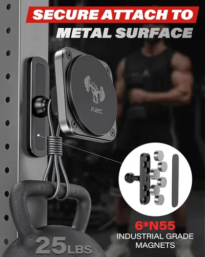 Vista 2 de A2C Gym - Soporte magnético para teléfono, base de aluminio duradera para superficies metálicas y no metálicas, compatible con MagSafe iPhone 12-17