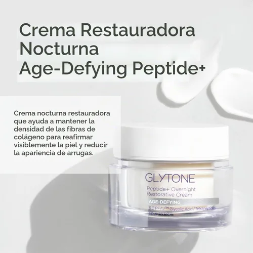 Vista 2 de Glytone Age-Defying Peptide+ Overnight Restorative Cream – Dermatólogo, sin parabenos y sin fragancia, 1.7 onzas líquidas