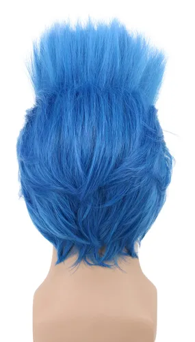 Vista 4 de yuehong Peluca de pelo azul para fiesta de disfraces de Halloween