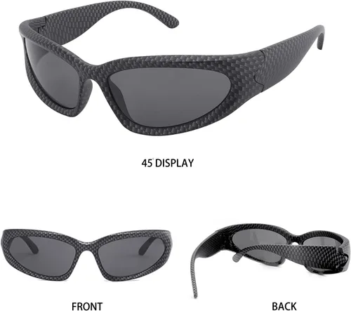 Vista 5 de knliwkm Gafas de sol deportivas envolventes plateadas Y2K futuristas ovaladas para mujeres y hombres 2022 a la moda