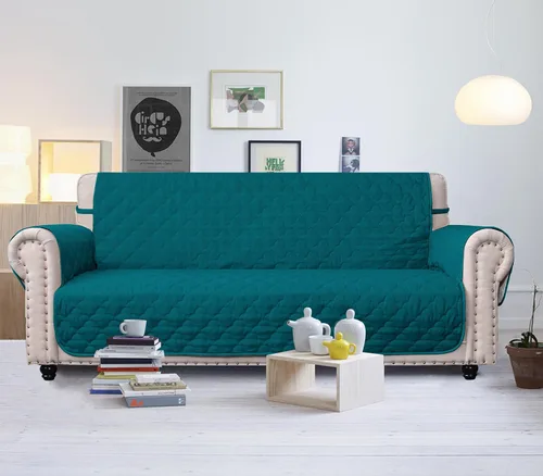 Vista 6 de CHHKON Funda de sofá 100% impermeable para proteger los muebles de las mascotas, con bolsillos laterales (azul pavo real, 23 pulgadas)