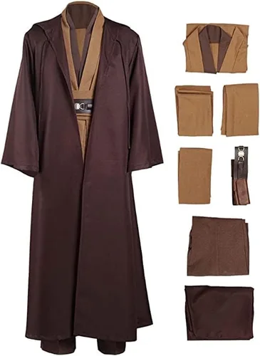 Vista 4 de Adult Mens Costume Robe Cosplay Halloween Cloak Tunic Belt Set
