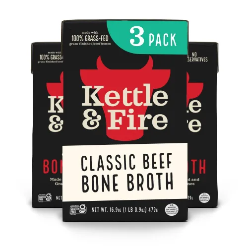 Vista 7 de Kettle and Fire Classic - Caldo de hueso de ternera, aprobado por Keto, Paleo, y Whole 30, sin gluten, alto en proteínas y colágeno, paquete de 4