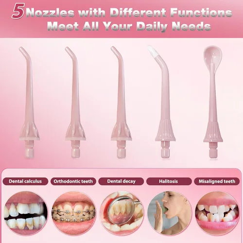 Vista 7 de Hilo dental TOVENDOR eléctrico, para agua, irrigador bucal dental inalámbrico, 3 modos, 3 puntas para higiene familiar
