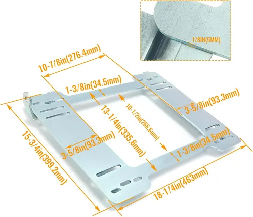 Vista 3 de Kojem Soporte de montaje de asiento de acero compatible con 1992-1999 BMW E36 Coupe Racing Seat Mount Rail (Plata)