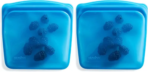 Vista 13 de Stasher Bolsas de silicona reutilizables de primera calidad, paquete de 2, aguamarina, 28 onzas Food-Safe Silicone, Leak-Free, BPA-Free