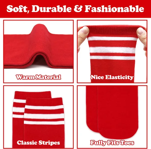 Vista 3 de Calcetines de fútbol para niños, calcetines de fútbol para niñas, calcetines de fútbol para niños, calcetines de tubo con rayas para niños pequeños