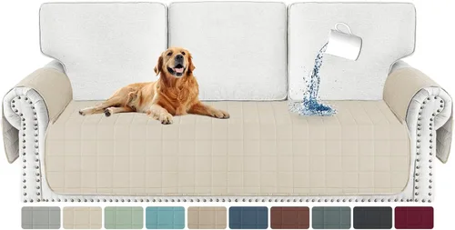 Vista 14 de MAXIJIN Funda de silla impermeable lavable para perros, funda de asiento acolchada para sillón con bolsillos laterales, protector de muebles Negro
