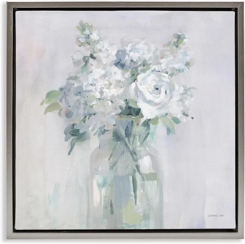 Vista 12 de Stupell Industries Ramo abstracto blanco con marco blanco Giclée Diseño de arte por Danhui Nai Enmarcado en blanco