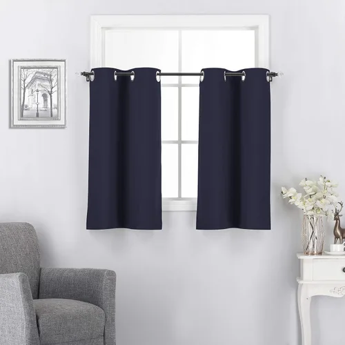 Vista 27 de Rooney Cortinas cortas negras para ventana, cortinas opacas con aislamiento con ojales, para cocina, sótano, oficina, 2 piezas, 30 x 36 pulgadas por