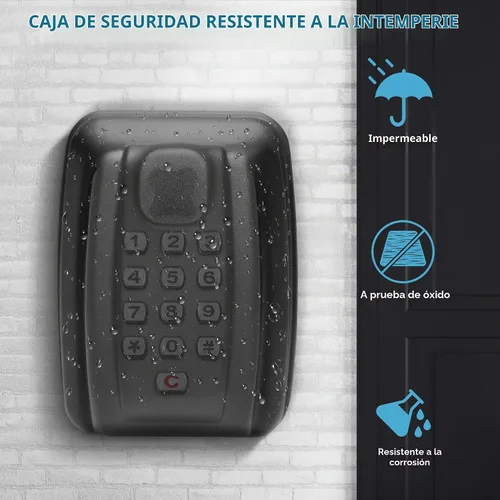 Vista 5 de Caja de bloqueo de llave con código, gran capacidad, combinación de 9 dígitos, montaje en pared, resistente a la intemperie al aire libre, caja