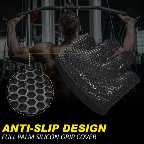 Vista 3 de AYRO Guantes de entrenamiento mínimos, guantes cortos parciales de gimnasio para levantamiento de pesas con almohadillas de agarre para hombres