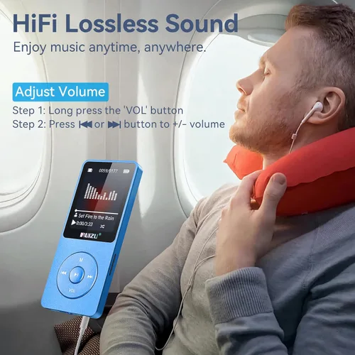 Vista 7 de RUIZU Reproductor MP3 de 64 GB con Bluetooth 5.3, peso 0.055 libras, reproductor de música portátil para niños, deportes, radio FM, grabadora