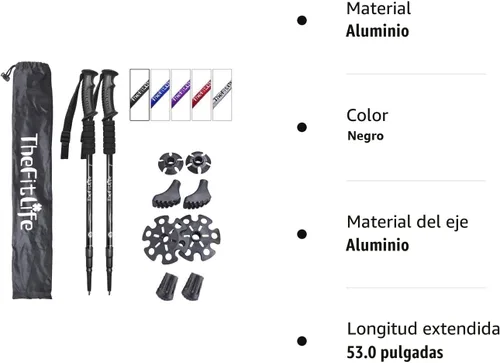 Vista 7 de TheFitLife Bastones de senderismo nórdicos – 2 palos con sistema antigolpes y bloqueo rápido, telescópico, plegable, ultraligero para senderismo