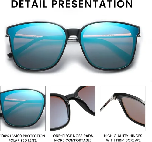 Vista 3 de Duco - Lentes de sol redondos vintage para mujeres y hombres con protección UV de moda para la playa